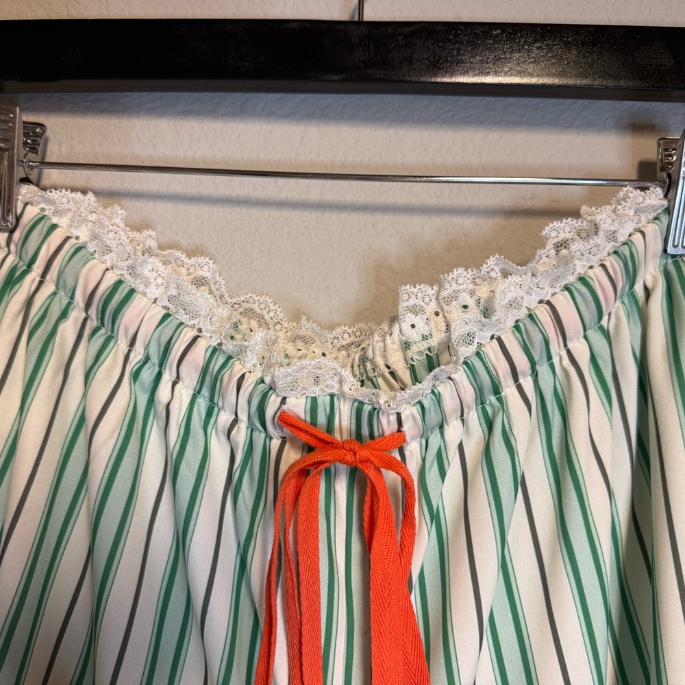 Striped Wide-Leg Drawstring Pants in Light Green - Picture 4 of 4